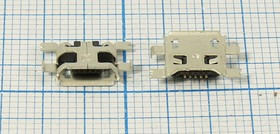 Разъем microUSB розетка, тип B, контакты 5C4HP, на плату, угловой, SMD, microUSBB5SAD4
