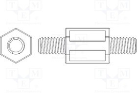 FIX-HPI3-5, Дистанцирующая стойка с резьбой, шестигранная, полиамид, M3