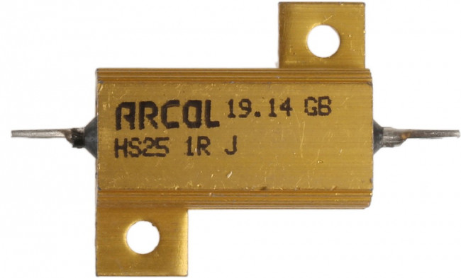 HS25-1RJ, Резистор: проволочный, с радиатором, винтами, 1Ом, 25Вт, ±5%