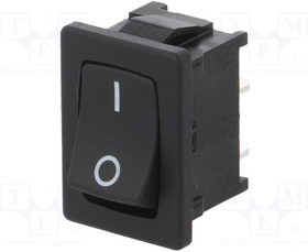 01801.1146-02, ROCKER; SPST; Pos: 2; ON-OFF; 10A/250VAC; black; IP40; 100m?; UL94V-2