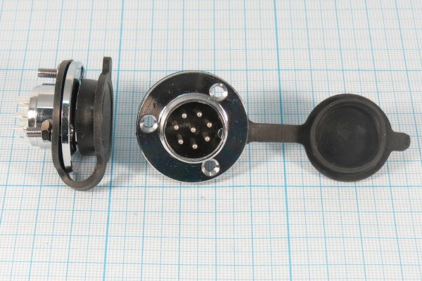 Штекер микрофонный MIC20\ 8P\пан/флан\М19\ зуглушка\XS20JK8P-M; №14542 штек мик MIC20\ 8P\пан/флан\М19\ зуглушка\XS20JK8P-M