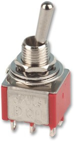 1MD4T1B1M1RE, Рычажный переключатель, (Вкл.)-Выкл.-(Вкл.), DPDT, Без Подсветки, Серия 1MD, Панель, 5 А