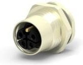 T4141L12031-000, Разъем Кабеля, M12, 2P + PE Positions, Гнездо на Печатную Плату, Прямой Монтаж в Па