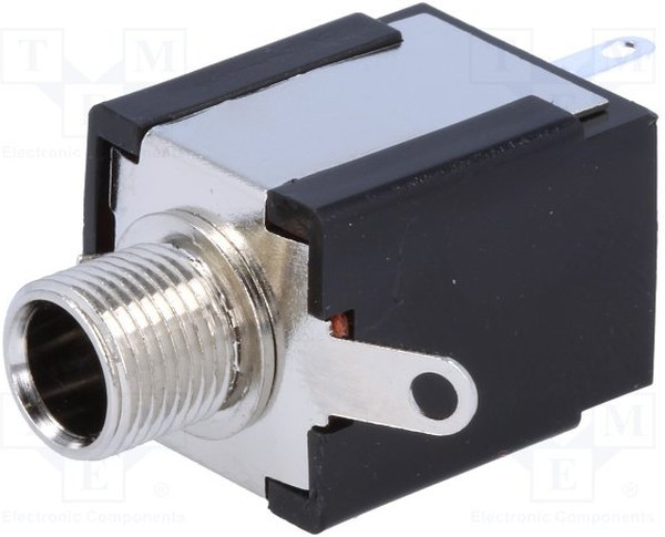 JC-117, Гнездо, Jack 6,3мм, stereo, Кол-во полюс: 3, прямой, на панель