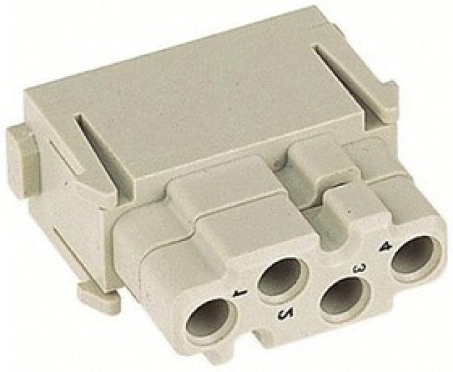 09140044513, Heavy Duty Power Connector Insert, 1.5A, Female, Han-Modular Series, 4 Contacts 09140044513, Heavy Duty Power Connector Insert, 1.5A, Female, Han-Modular Series, 4 Contacts