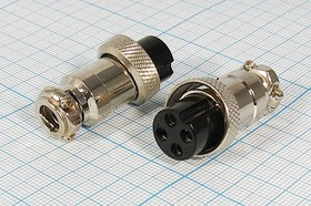 Разъем микрофонный MIC16 розетка, контакты 4P, монтаж на кабель, М16, MC902-4P