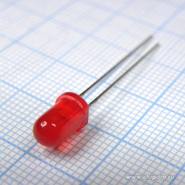L-7113LID, Светодиод 5мм/красный/617нм/ 1.2-4мкд/30°/2мА