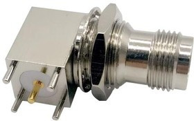 MC002120, Разъем РЧ / Коаксиальный, TNC Коаксиальный, Прямоугольное Гнездо с Гайкой, Пайка, 50 Ом, Бронза