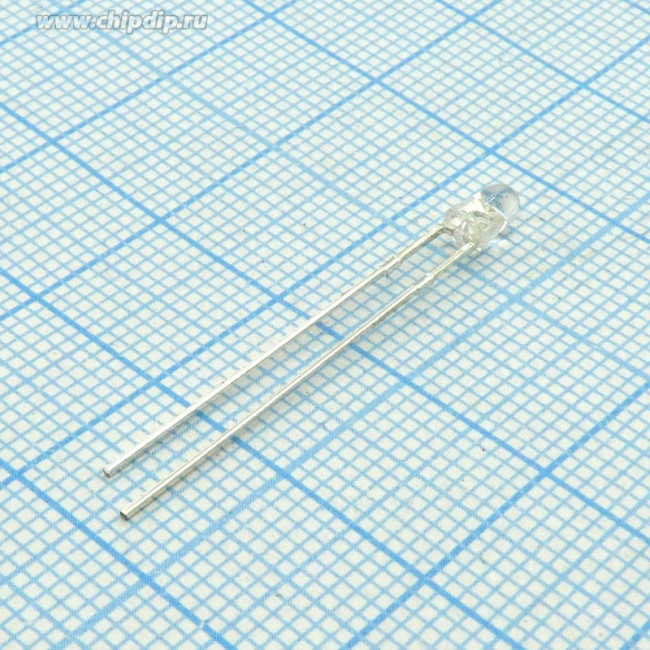 L-7104SURC, Светодиод 3мм/красный/630нм/1600- 2500мкд/прозрачный/34°