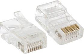 Коннектор RJ-45 TERACOM PRO неэкранированный, 8P8C, 30мкд, Cat.5E, универсальный, упаковка 50 штук TRP-PLUG-5EUTP-50