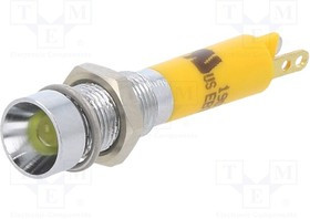 19030352, Индикат.лампа: LED; вогнутый; желтый; 24ВDC; O6мм; металл