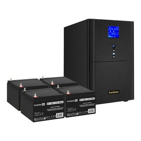 EX296881RUS, Комплект ИБП EX295991RUS + батарея 26Aч EX282970RUS 4шт (инвертор, синус, для котла) ExeGate SineTower SZ-5000.LCD.AVR.2SH.1C13