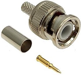 BNC-C58P, Разъём высокочастотный, штекер BNC, обжимной на кабель RG58
