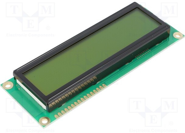 RC1602E-YHY-ESX, Дисплей LCD, алфавитно-цифровой, STN Positive, 16x2, зеленый, LED
