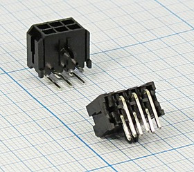 Разъем питания MF3 розетка , контакты 2x 3, шаг P3.0, монтаж на плату, угловой, MF3-2x03RA, 6P