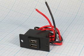 Два гнезда питания USB на панель с фланцевым креплением и синей подсветкой; №14905 гн пит USB2\14ВDC/5В\2L\флан 2отв\25x38\ILсин\ Два гнезда питания USB на панель с фланцевым креплением и синей подсветкой; №14905 гн пит USB2\14ВDC/5В\2L\флан 2отв\25x38\ILсин\