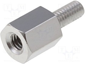 TFM-M2.5X6/DR212, Дистанцирующая стойка с резьбой, латунь, 6мм, никель, Ключ 5мм