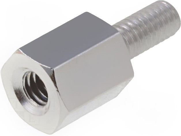 TFM-M2.5X6/DR212, Дистанцирующая стойка с резьбой, латунь, 6мм, никель, Ключ 5мм