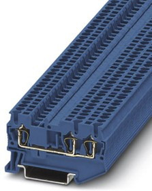 3031131, ST 1.5-TWIN BU Series Blue Feed Through Terminal Block, Single-Level, Spring Clamp Termination