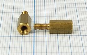 Стойка для печатных плат PCHSN-10, латунь, M3; №4808 стойка L10,0\М3x6-М3\ S5\лат\\PCHSN