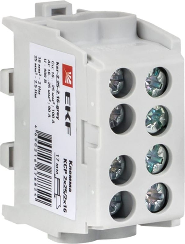 Клемма распределительная КСР с двойным винтом 2x25/2x16 серая PROxima ksr-2.25-2.16-grey