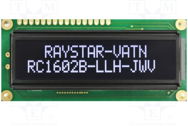 RC1602B5-LLH-JWV, Дисплей: LCD, алфавитно-цифровой, VA Negative, 16x2, 80x36x13,2мм