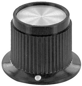 PK50B1/4, Ручка, Круглый Вал, 6.35 мм, Фенольный Полимер, Straight Knurled Skirted with Indicator Dot