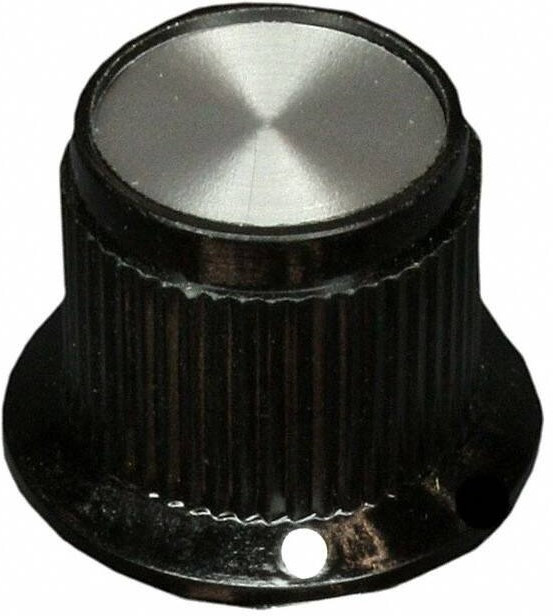 PK50B1/4, Ручка, Круглый Вал, 6.35 мм, Фенольный Полимер, Straight Knurled Skirted with Indicator Dot