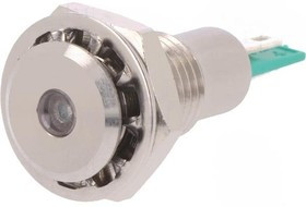 DX0505/GN/12, Индикат.лампа LED, плоский, 12ВDC, Отв 12,1мм, IP67