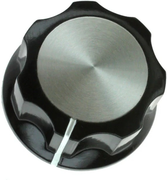 PKES120B1/4, Ручка, Круглый Вал, 6.35 мм, Фенольный Полимер, Round Fluted Skirted with Indicator Line, 32.9 мм PKES120B1/4, Ручка, Круглый Вал, 6.35 мм, Фенольный Полимер, Round Fluted Skirted with Indicator Line, 32.9 мм