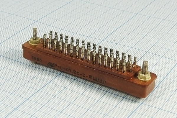 Прямоугольная соединительная розетка, шаг P3.5мм, 62 гнезда,гиперболоидные гнёзда; №12800 гн ПрС\P3,5\62HP\\ \ГРПМ2-62ГО2-В