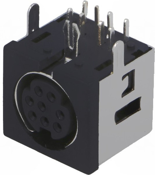 MDC-208, Гнездо, DIN mini, "мама", PIN 8, THT, угловой 90°