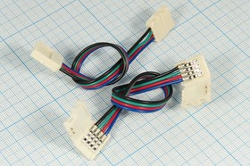 Коннектор RGB 10мм (разъем-15см-разъем) SC41U2ESB; №14621 шнур пит СДлент гн 4C-гн 4C\0,15м\6А/220В\SC41U2ES
