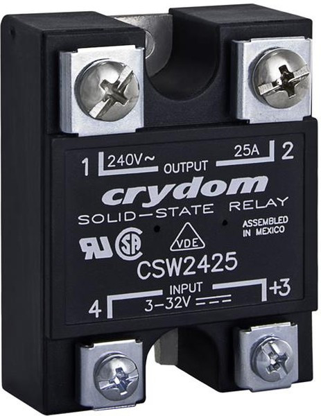 CSW2425, Solid State Relays - Industrial Mount PM IP00 SSR 280Vac 25A,3-32Vdc,ZC