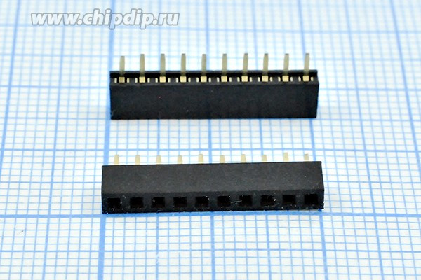 Разъем PBS2-1x10 розетка, шаг P2.0, контакты 10P, h-4.5, монтаж на плату