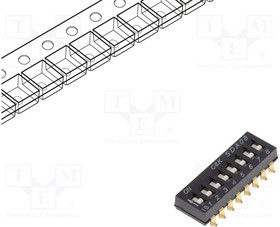 SDA08H0SBR, DIP Switches / SIP Switches SW DIP ON OFF SPST 8 Flsh Slid 0.1A 50VDC
