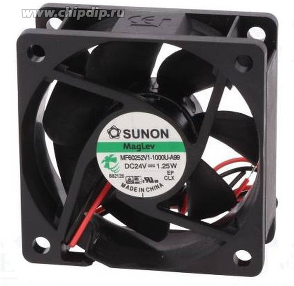 MF60251V1-1000U-A99, Вентилятор осевой, 12В DC, 60x60x25мм, подшипник Vapo, 39,72куб.м/ч, 27дБА