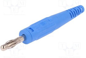 L-409-23, Вилка, "банан" 4мм, 32А, 60В, синий, неизолированный, 2,5мм2