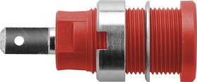 SEB 7077 Ni / RT, Red Female Banana Socket, 4 mm Connector, 24A, 1000V, Nickel Plating