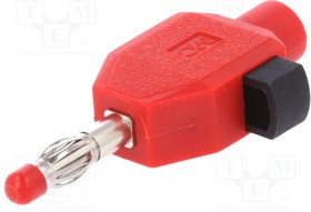 KLS4-22, Вилка, "банан" 4мм, 10А, 60В, красный, изолированный, 2,5мм2