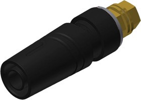 972357700, Black Female Banana Socket, 4 mm Connector, M4 Thread Termination, 32A, 1000V ac/dc, Gold