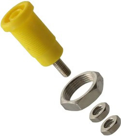 72930-4, Test Plugs &amp; Test Jacks PANEL MT IEC 4MM(0.16IN)JACK FOR SHEATHED PLUG, HEX NUT, (YELLOW)