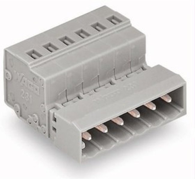 231-603, 3-контакт. вилка, шаг 5 мм, серая 231-603, 3-контакт. вилка, шаг 5 мм, серая