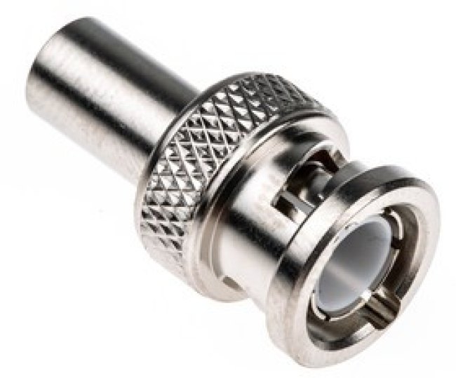 R142085000W, Straight 75 Cable Mount BNC Connector, Plug, Nickel, Crimp Termination, RG59