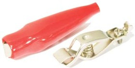 Зажим "Крокодил" с изолятором 45 мм красный, 5А, под винт; №1448 зажим L 45мм\ 5А\ \каб\изол кр\винт