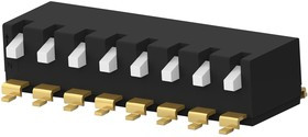 EDSP08SGLFNTR04, DIP / SIP переключатель, длинный, 8 схем(-а), Клавиша, SMD (Поверхностный Монтаж), SPST, 24 В