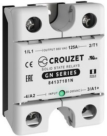 84137181N, Solid State Relays - Industrial Mount SSR, GN, Single Phase, Panel Mount, 125A, IN 20-265 VAC, OUT 660 VAC, Zero Cross
