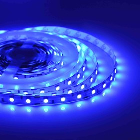 00-50, Лента светодиодная, синий, 12В, 14.4Вт/м, 60SMD(5050)/м, IP20, 10мм, 1м