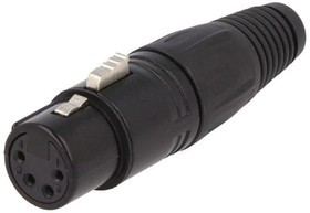 FC6151, Вилка, XLR, "мама", PIN: 4, прямой, на провод, пайка, посеребренные