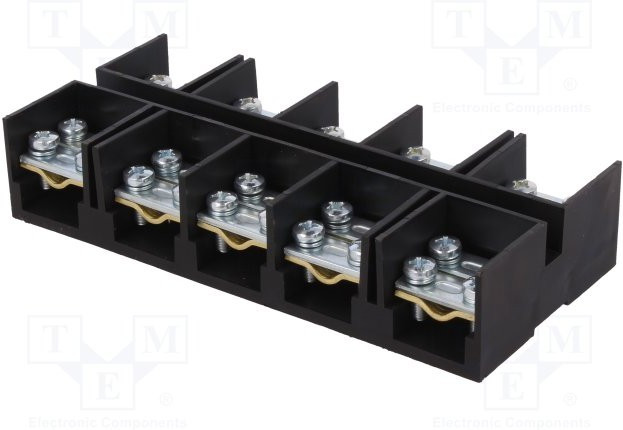 E.4009, Клеммник, зажим под винт, 35мм2, 125А, Кол-во полюс: 5, клеммы: 10